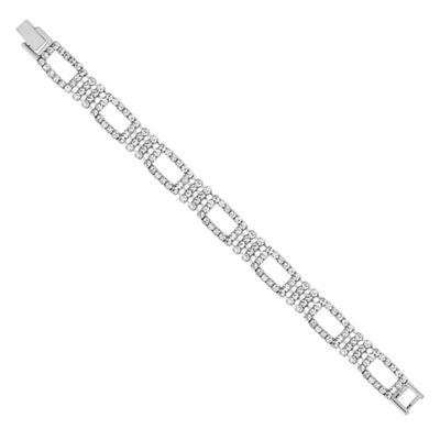 Silver diamante crystal open link bracelet